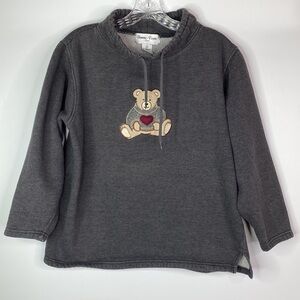 Vintage Bonnie Evans Sport Teddy Bear Gray Sweatshirt Medium